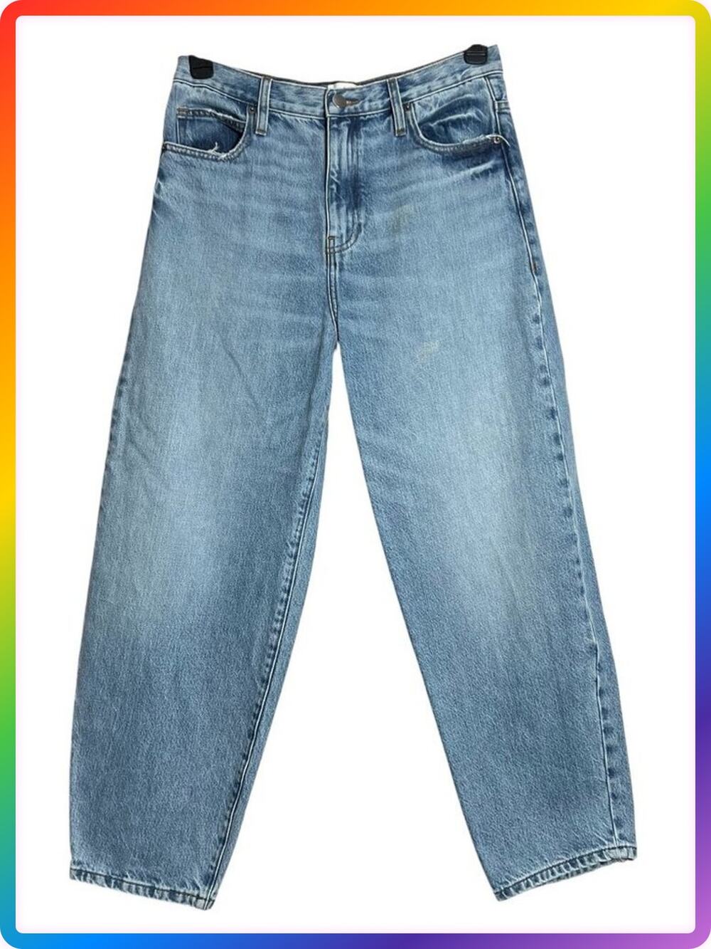Frame High Rise Slouchy Tapered Jeans SIZE 29 Light Blue Baggy Ankle